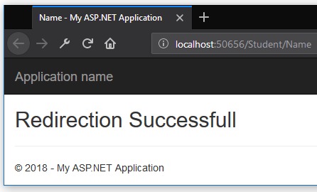 Redirection successfull